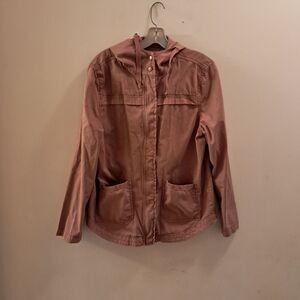 SO Sonoma Jacket Women's Large L Pink Cotton Utility Dusty Rose Chore Stretch